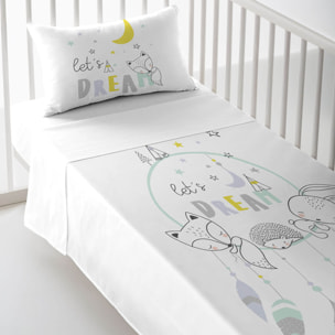 Cool Kids - Juego de Sábanas Estampadas - Infantil - Incluye 1 Funda de Almohada - 100% Algodón - Cuna / Maxicuna - Lets Dream