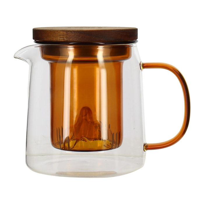 Théière en verre infuseur et anse ambre 450ml LASKA