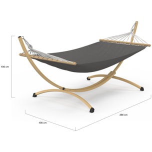 Hamac Amazonia support métal effet bois toile grise