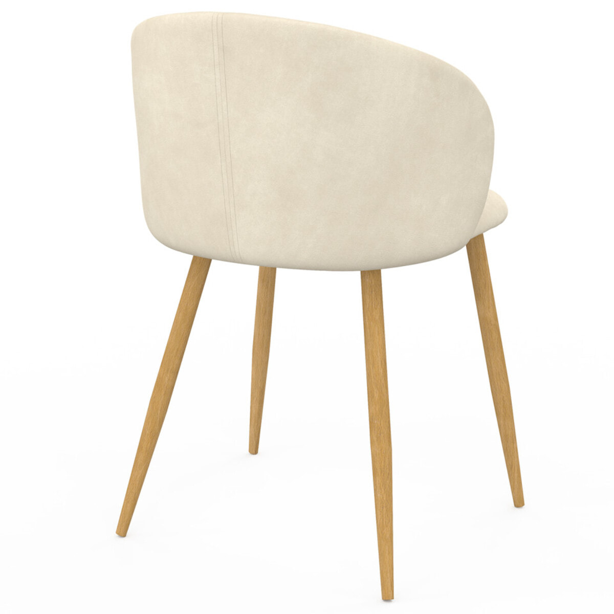 Chaises Léona velours crème et pieds métal bois - lot de 2