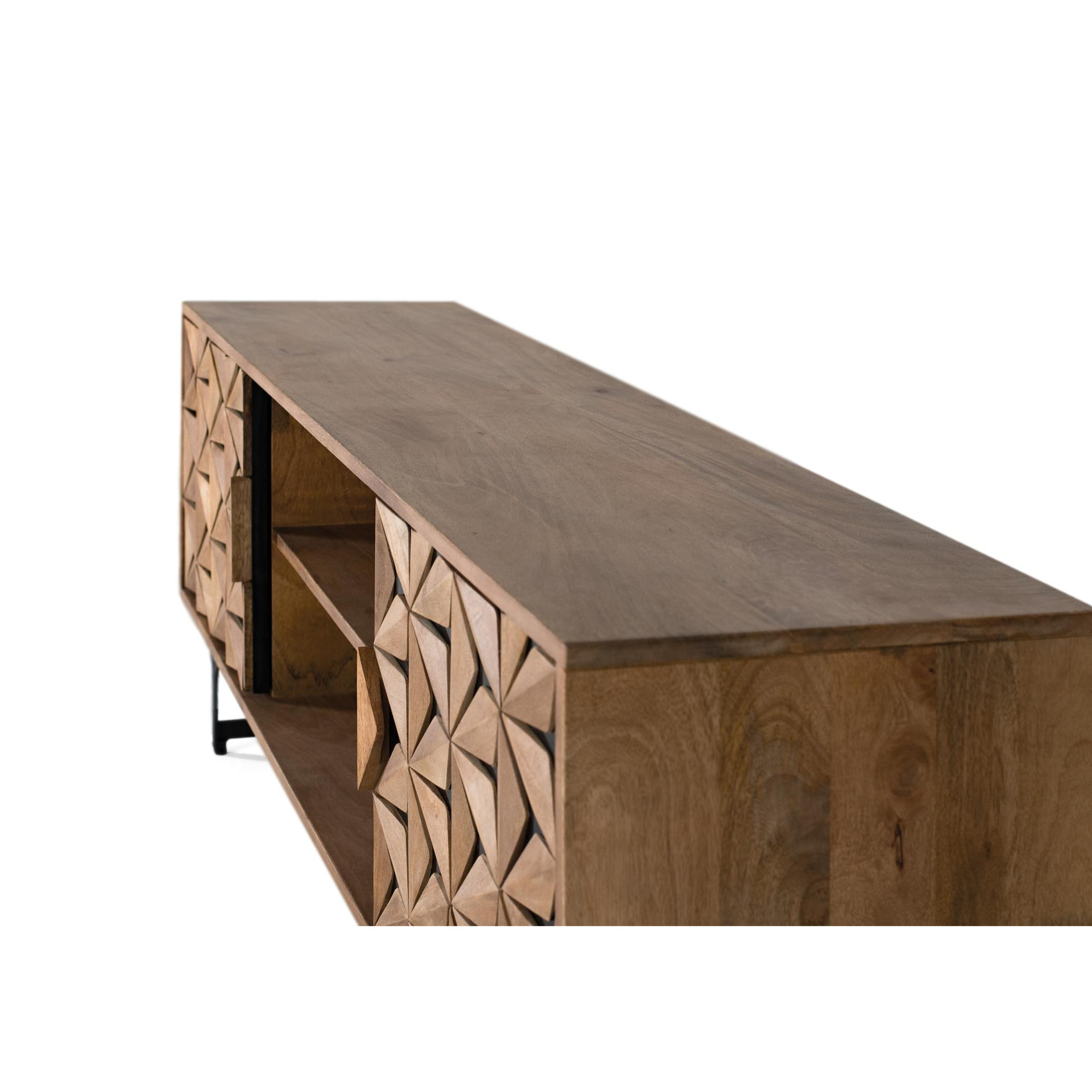 Mueble TV de Madera de Mango 147 Cm Estilo Contemporáneo Geométrico