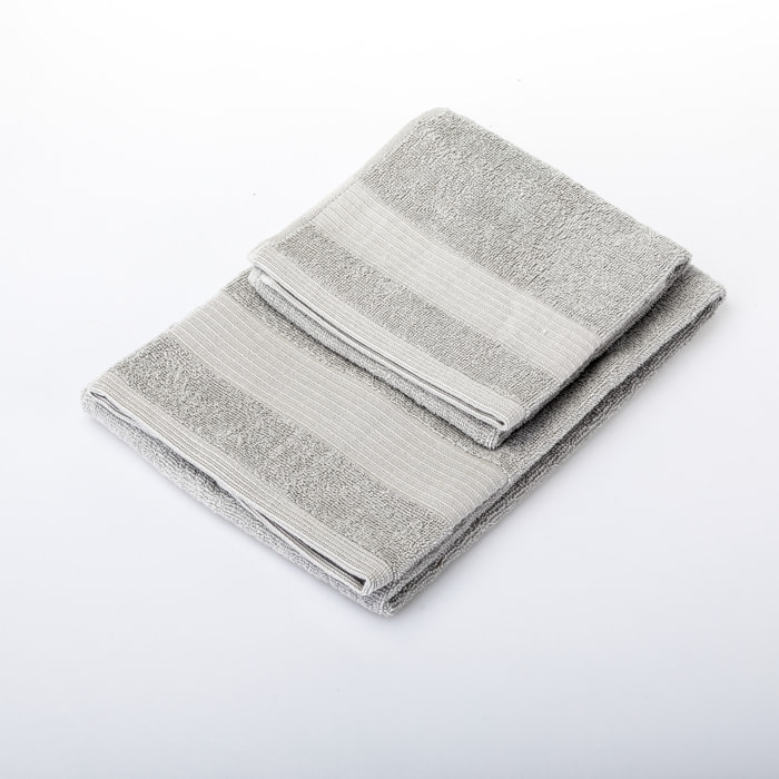 UNO CASA DESIGN Coppia Asciugamano + Ospite Julia in Spugna di Puro Cotone 500 gr/mq