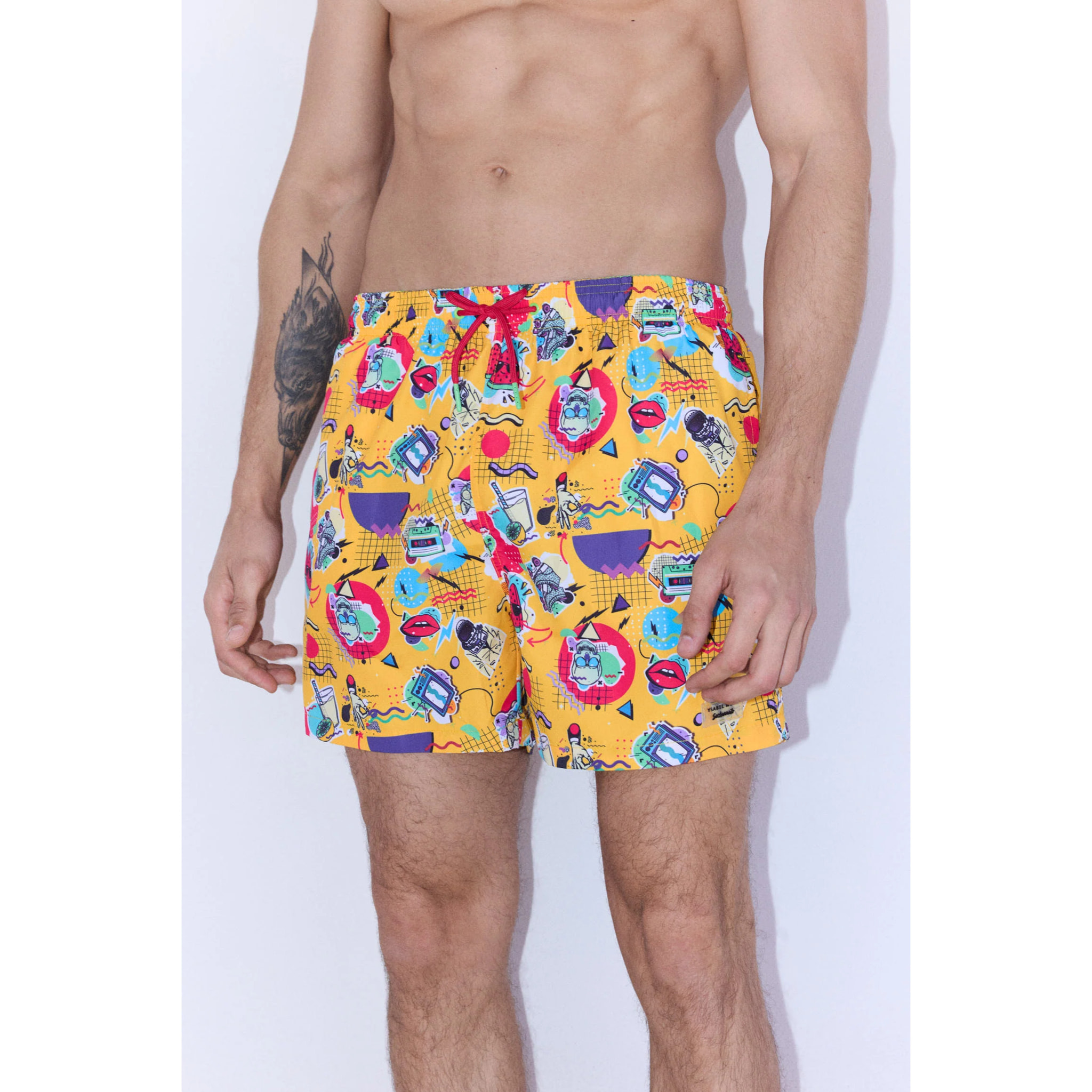Costume da bagno medio giallo chiaro con stampa retrò Sockarrats