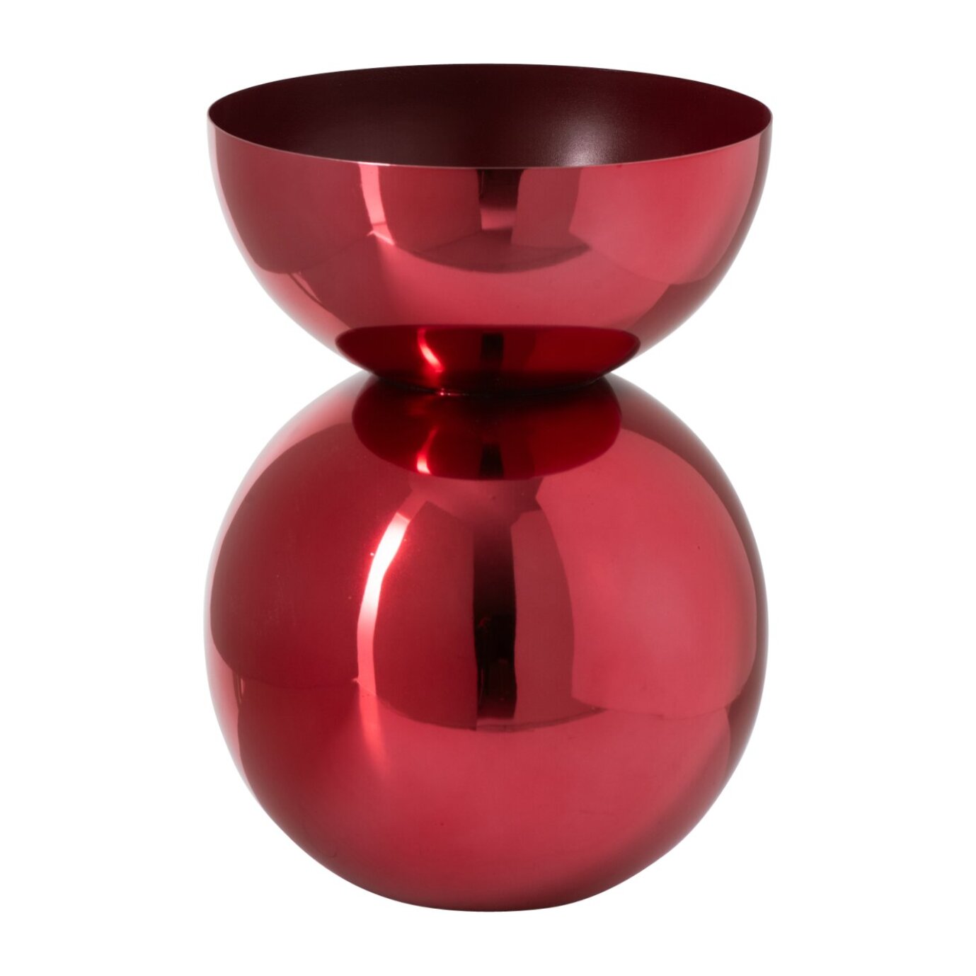 J-Line Vase brillant rond - métal - rouge Noël - small