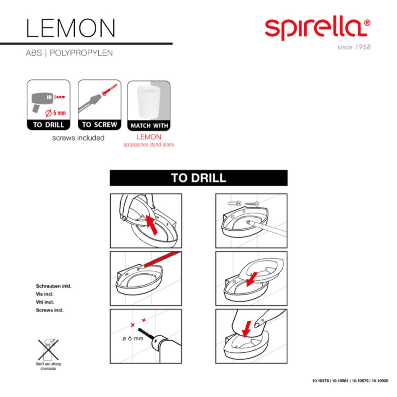 Gobelet à  fixer ABS & PP LEMON Blanc Spirella