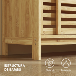 Armario de Baño de Bambú Mueble de Baño con 2 Puertas Correderas Diseño con Lamas 4 Estantes Mueble Auxiliar de Almacenaje para Cocina Salón 80x34x80 cm Natural