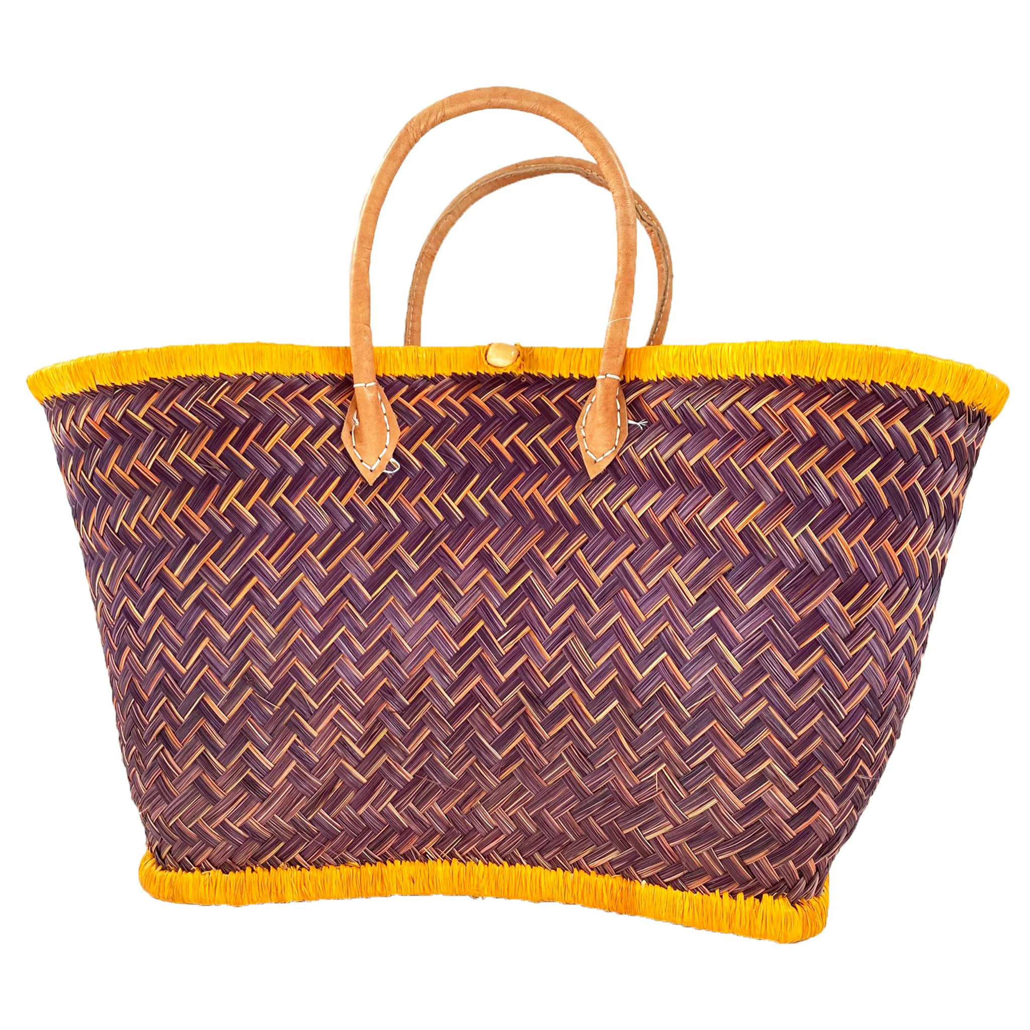 Panier artisanal de Madagascar - Aravola Luxe Tutti Frutti GM Safran