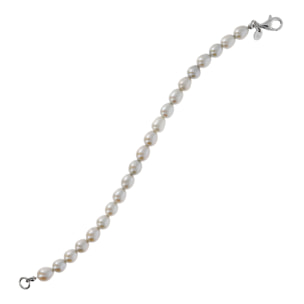 Bracciale in Argento 925 con Perle d'Acqua Dolce Grigie Ø 7/7.5 mm