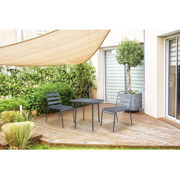 Table de jardin en métal "Bilbao" - 70 x 70 x 71 cm - Gris