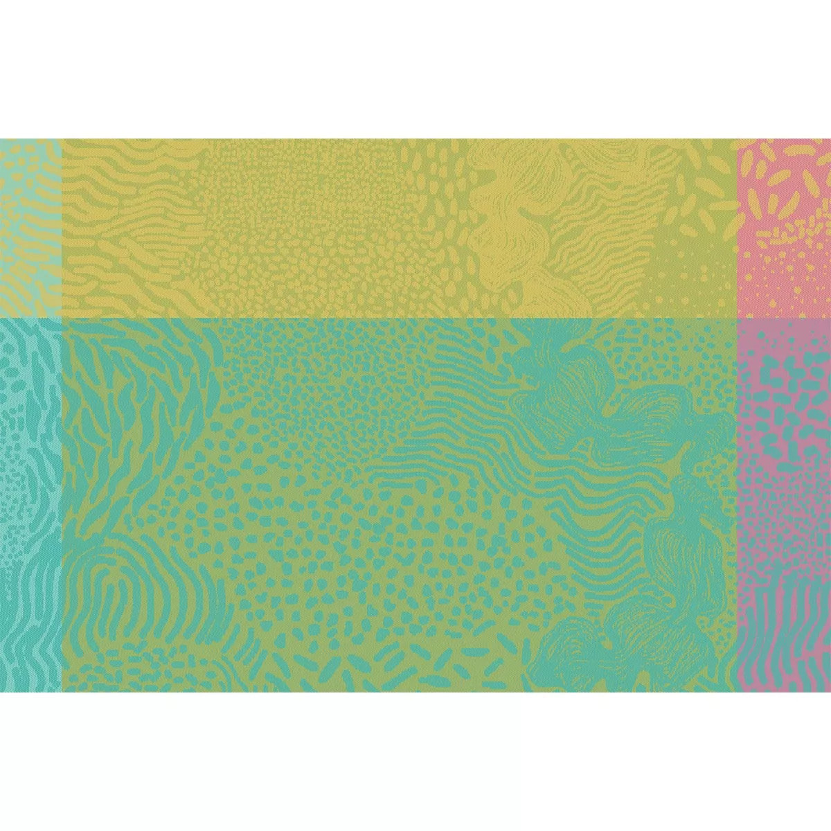 Set pur coton enduit motif jacquard Mille vagues exotique