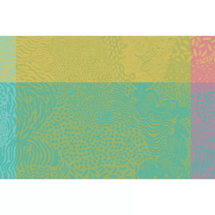 Set pur coton enduit motif jacquard Mille vagues exotique