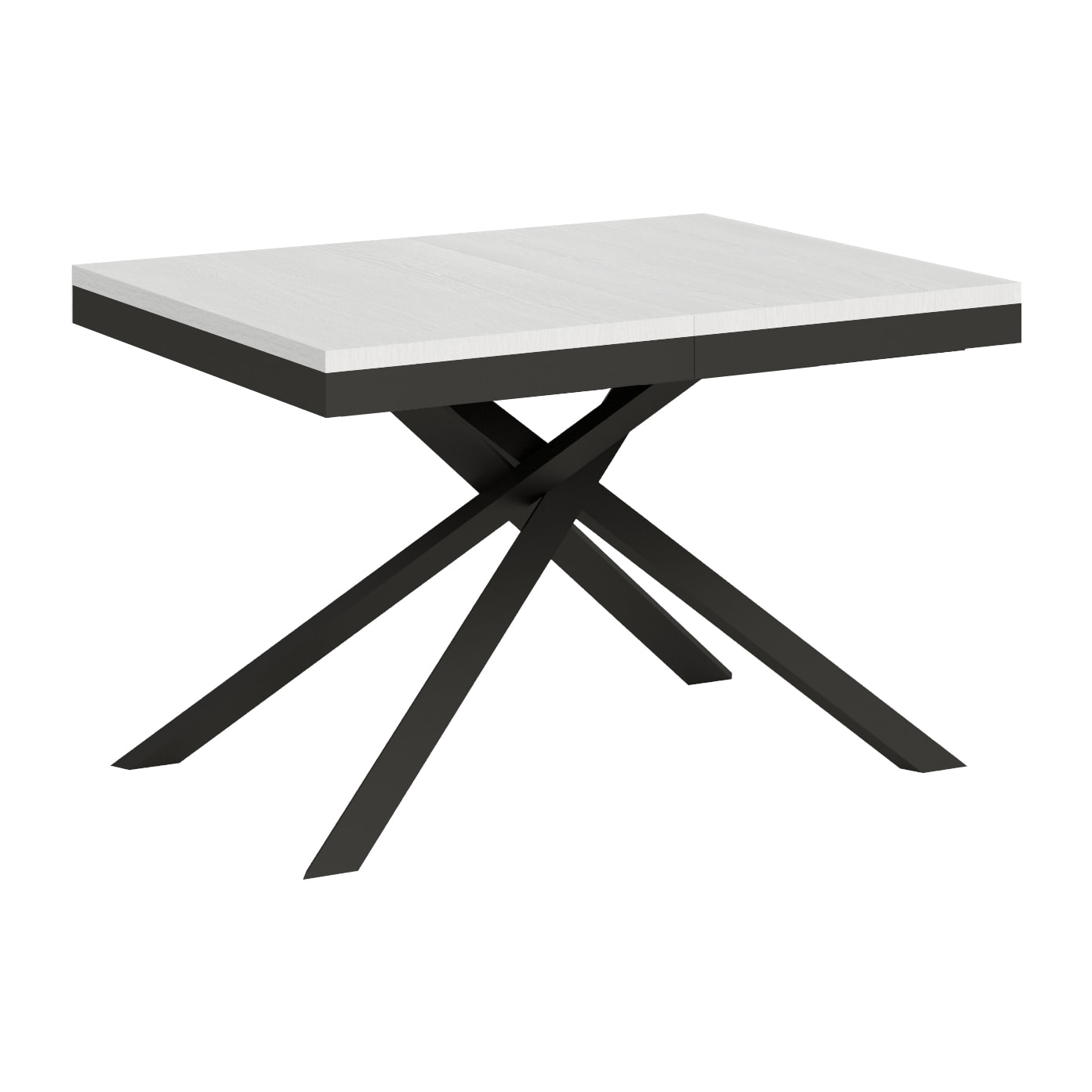 Table extensible 90x120/224 cm Karida Evolution frêne blanc cadre anthracite