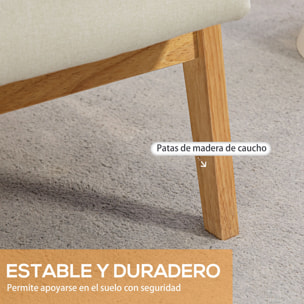 HOMCOM Butaca de Dormitorio Moderna Butaca de Salón Tapizado en Lino Sintético con Reposabrazos y Marco de Madera para Sala de Estar Crema y Natural