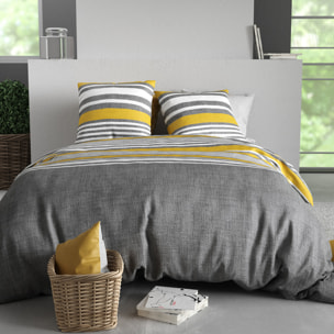 Parure housse de couette imprimé 100% coton - studt - gris