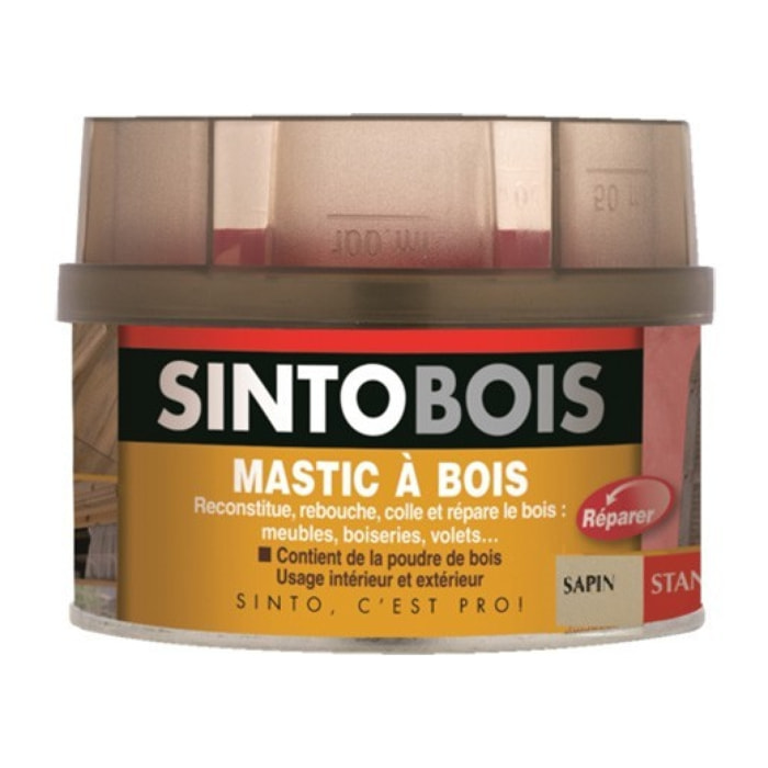 Mastic SINTOBOIS + Tube durcisseur SINTO SA - Sapin - Boite de 1 Litre - 23782