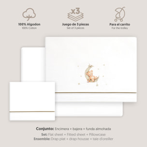 Triptico Coche Estampado Oso Luna Estrellas Bco/Gris