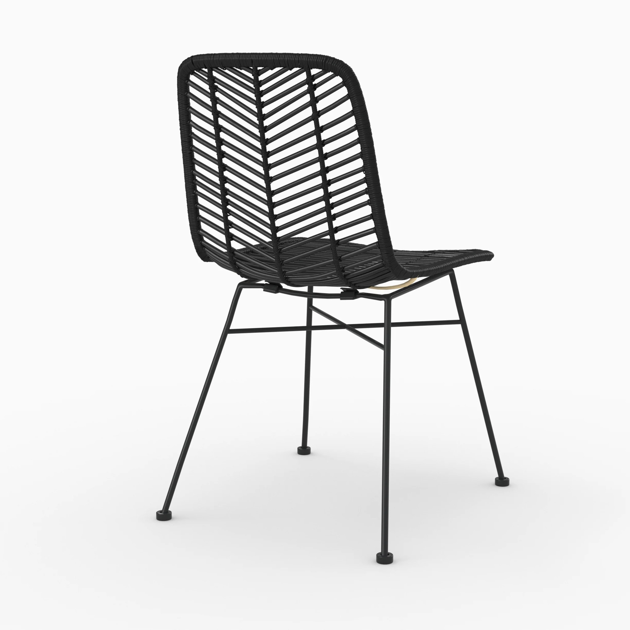 Lot de 2 chaises en rotin et pieds en métal noir - Tamara