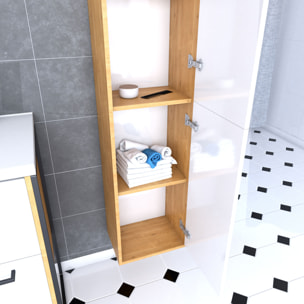 Meuble colonne de douche 30x35 cm suspendu - 2 portes finition blanc mat