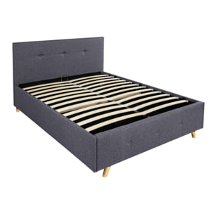 Lit coffre Mala 160x200cm tissu gris