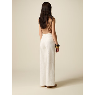 Oltre - Pantalones palazzo con lentejuelas - Blanco
