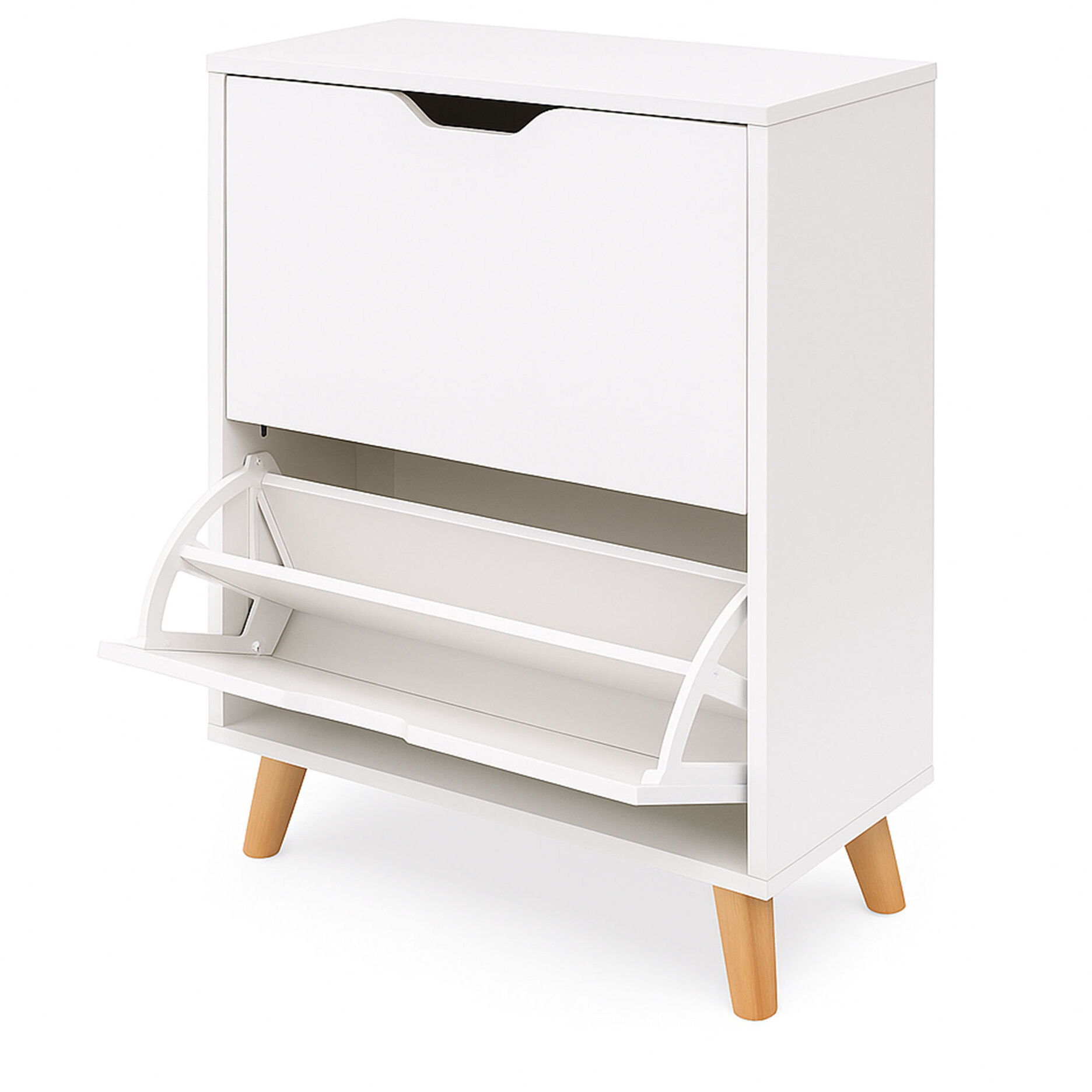 Emma - Scarpiera Salvaspazio 2 Ante 55x82x25 cm 12 Paia in Legno Bianco