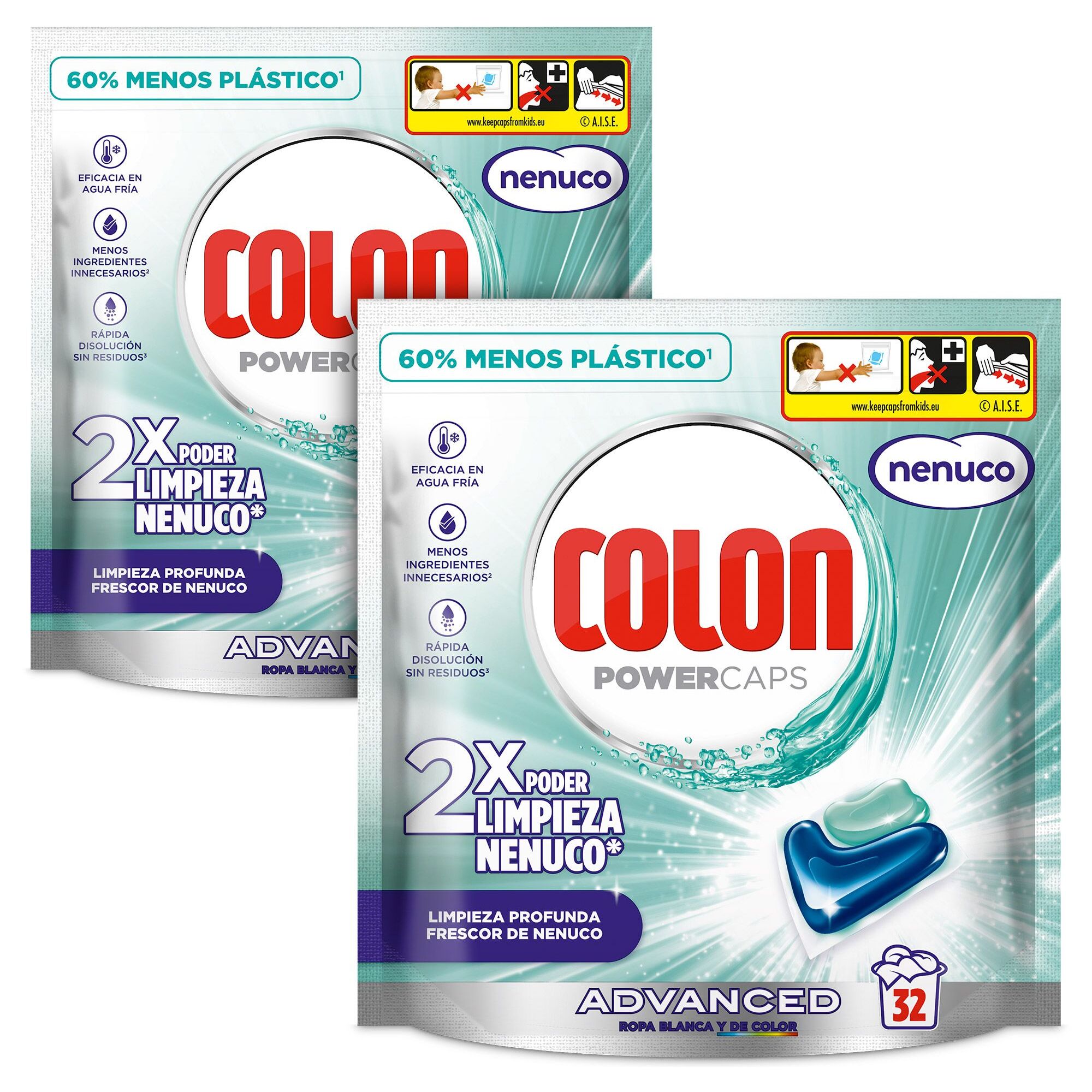 Colon Nenuco Detergente para la lavadora - 64 cápsulas (2x32)