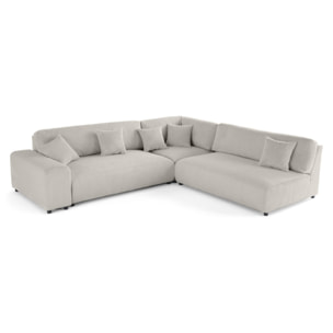 Garance - canapé modulable d'angle droit - 6 places - en velours côtelé - Gris clair