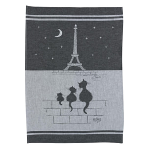 Torchon jacquard Chats Tour Eiffel