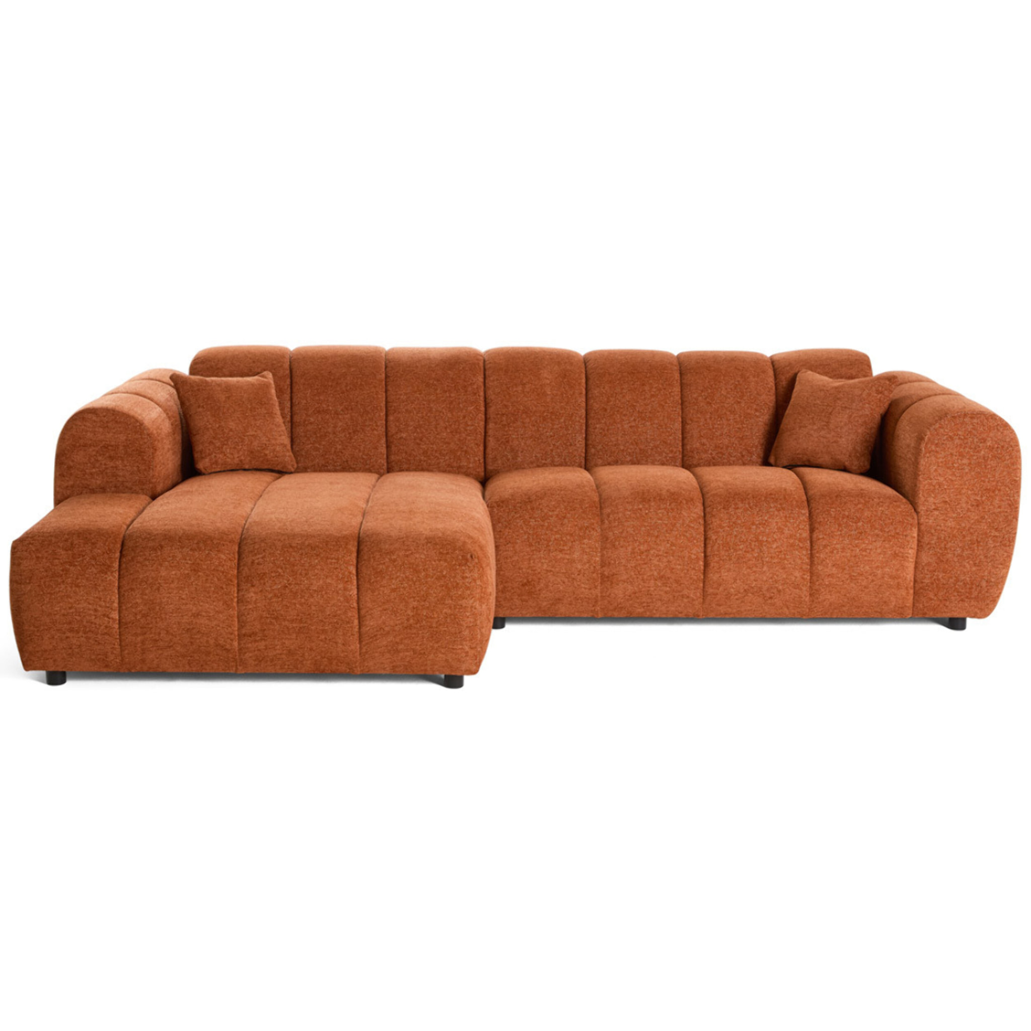 Curtis - canapé d'angle gauche 4 places en tissu texturé - Terracotta