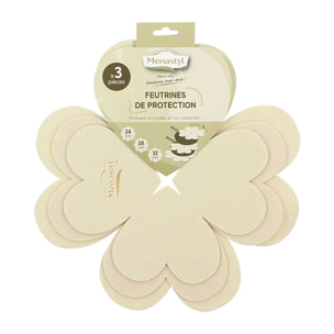 Lot de 3 intercalaires cuisson 24/28/32cm en feutrine crème
