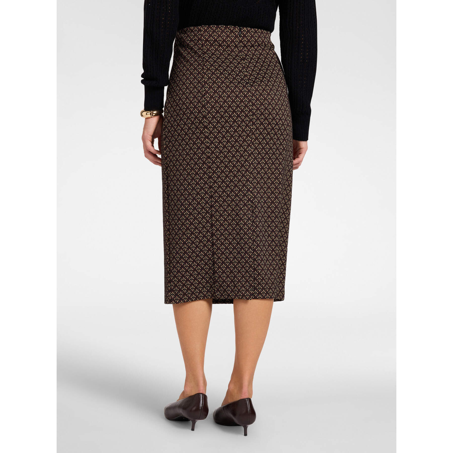Elena Mirò - Gonna tubino midi jacquard geometrico - Nero