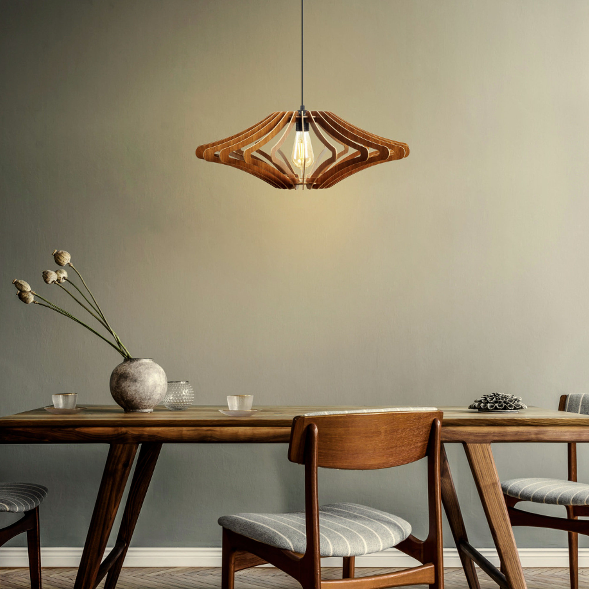 Lámpara de techo 55 cm. nogal, tipo E 27 Max 45 - 60 W