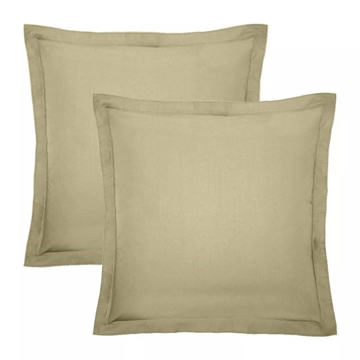 Lot de 2 taies percale de coton uni beige La percale francaise champagne