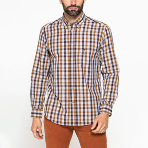 CAMICIA FANTASIA TINTO FILO CON COLLO BUTTON-DOWN