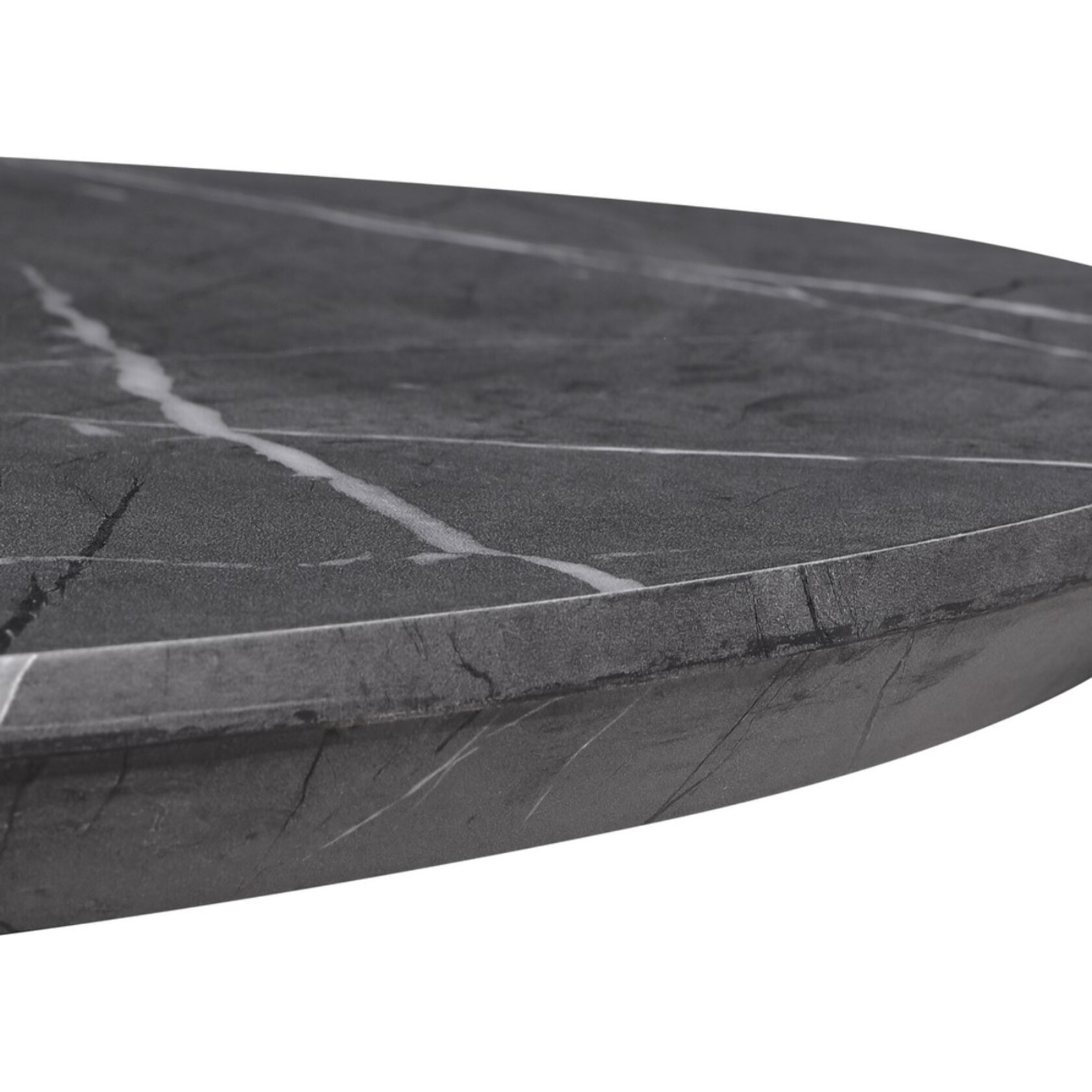 Tavolo tondo 120 cm con top effetto marmo grigio scuro - Gabry
