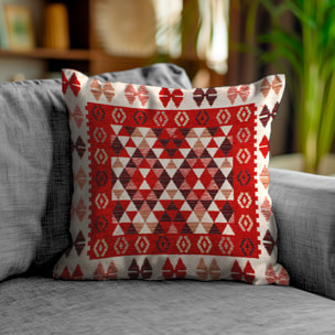 COPPIA CUSCINI ARREDO JACQUARD SFODERABILI 50X50 CM KILIM ROSSO DON GIOVANNI