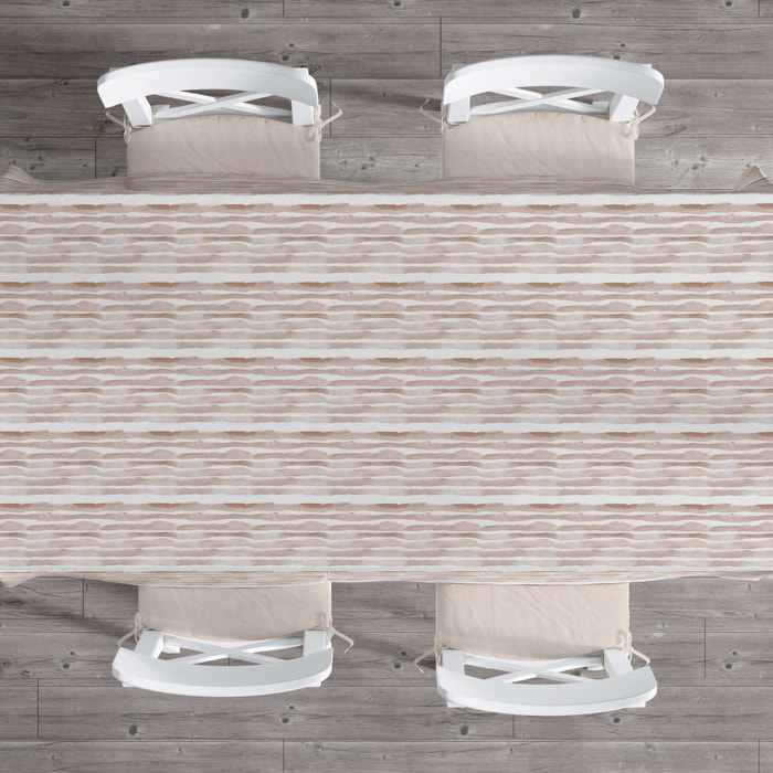 Mantel de Tela Estampado - Antimanchas - Algodón - Poliéster - Rayas Dgrade Canela