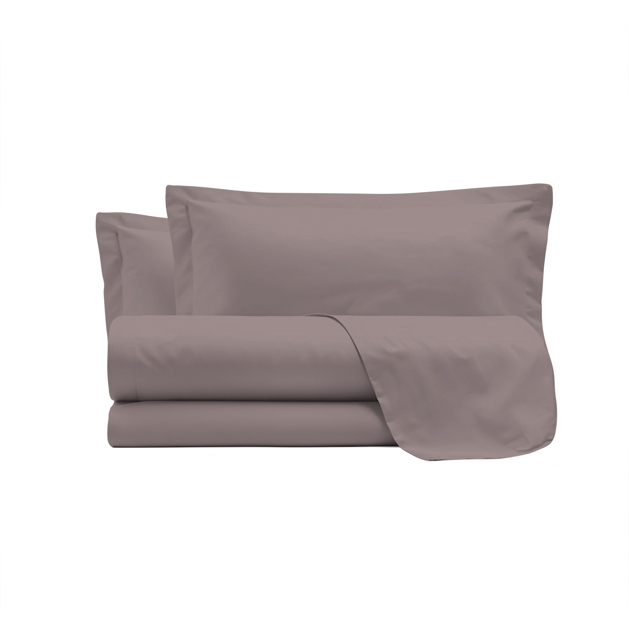 COMPLETO LETTO RASO CLOE, 100% Raso di Cotone, Made in Italy - ROSA ANTICO