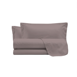 COMPLETO LETTO RASO CLOE, 100% Raso di Cotone, Made in Italy - ROSA ANTICO
