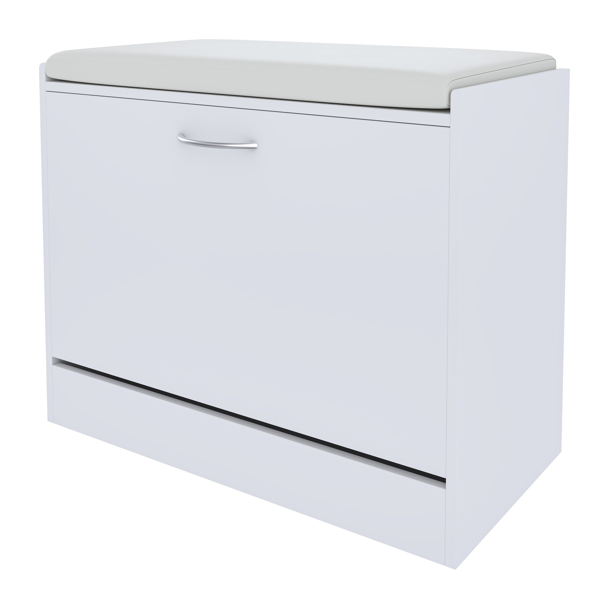 Panca Scarpiera Da Ingresso Salvaspazio Cuscino Anta Ribalta Seduta Imbottita In Ecopelle Soggiorno Casa Camera Ufficio 60 x 30 x 48 Cm Bianco