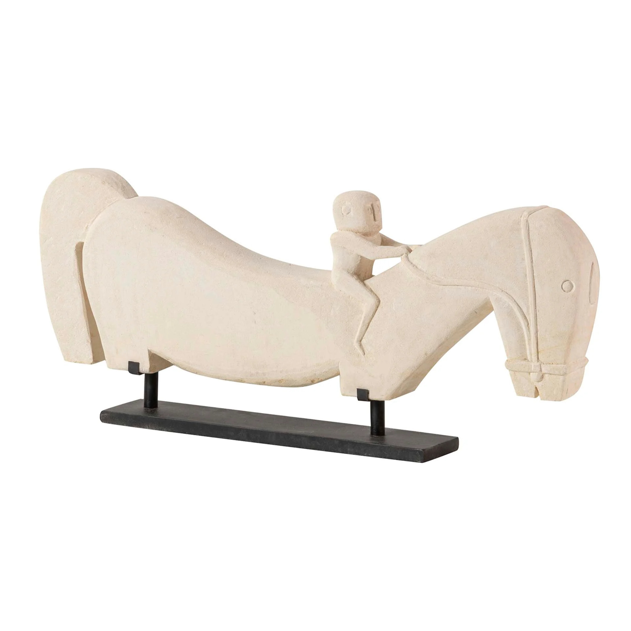 Figura Caballo Piedra Blanca 84x10x35 Cm