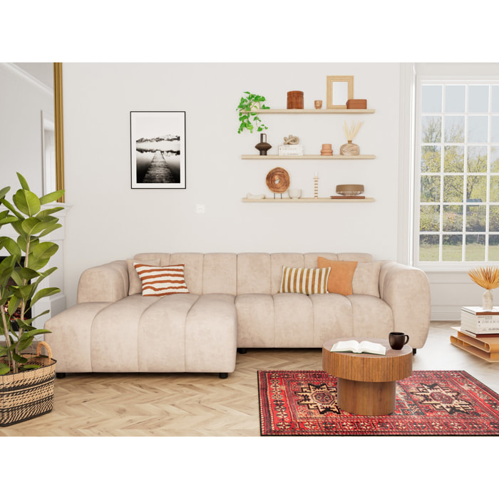 Curtis - canapé d'angle gauche 4 places en simili - Beige
