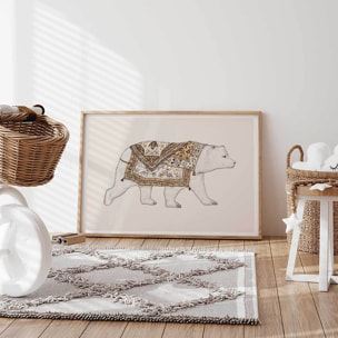 Affiche enfant ourse blanche  Affiche + cadre en bois - Chêne