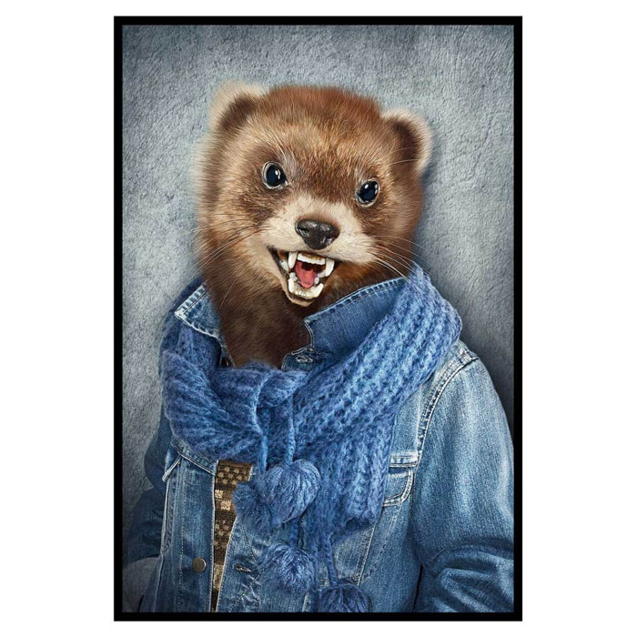 Affiche encadrée furet stylé en tenue moderne Affiche + cadre en métal - Noir