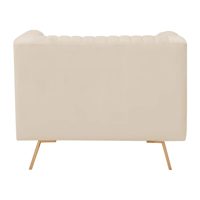 Fauteuil en velours beige et pieds en métal doré - Gatsby