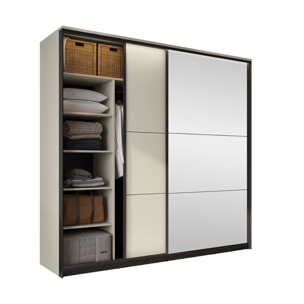 Kimi - armoire - 2 portes coulissantes - led et miroir inclus - 220x221 cm - Beige