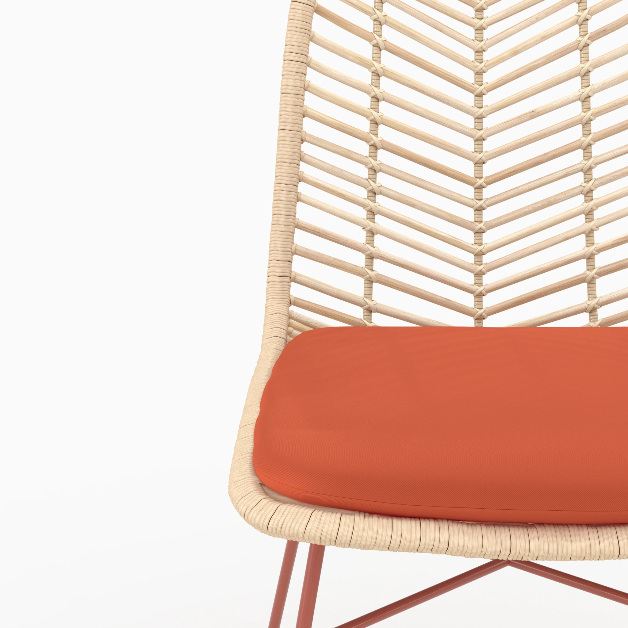 Lot de 2 chaises en rotin et tissu orange vermillon  - Tamara