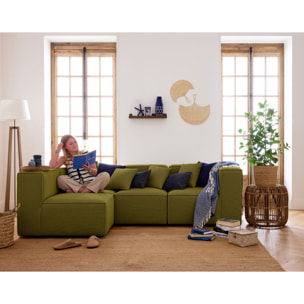 Arty - module d'assise droit - en tissu mailles 3D - Vert Olive