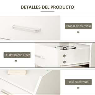 Cajonera de Oficina Mueble Auxiliar para Archivos con 4 Cajones Encimera Superior de Almacenaje 4 Ruedas y 2 Frenos para Estudio Despacho 40x36x65 cm Blanco