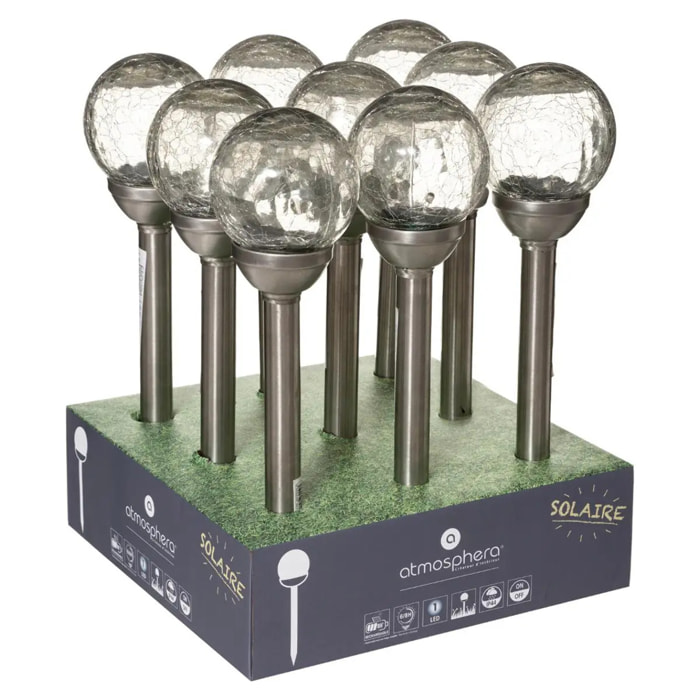 Balise solaire "Nara" argent H44cm